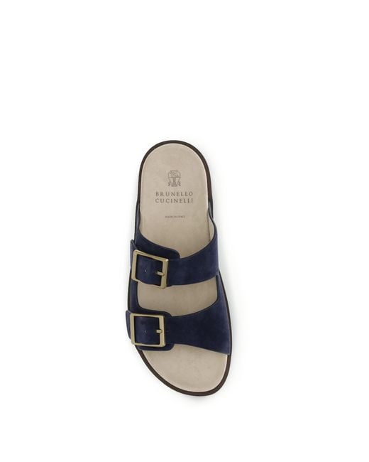 Brunello Cucinelli White Suede Sandals for men