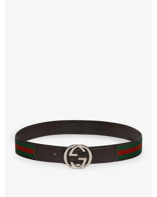 Men's White Web Fabric And Leather Belt