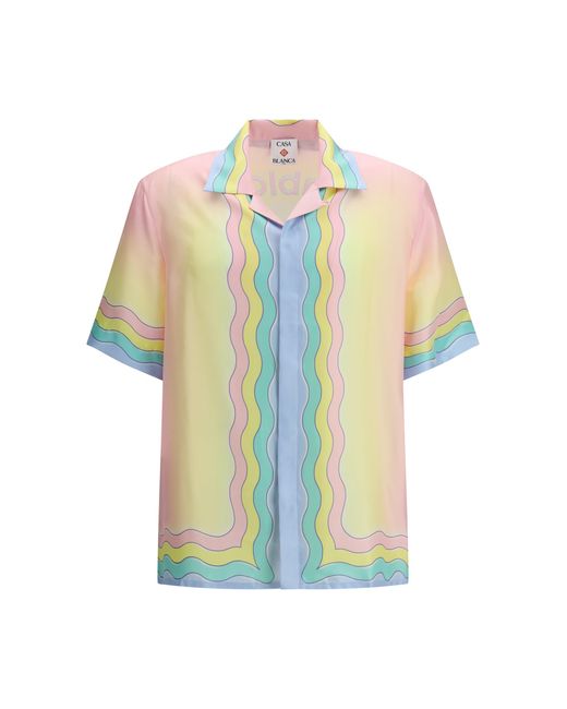Casablanca Blue All-Over Monogram Jacquard Pattern Polo Shirt for men