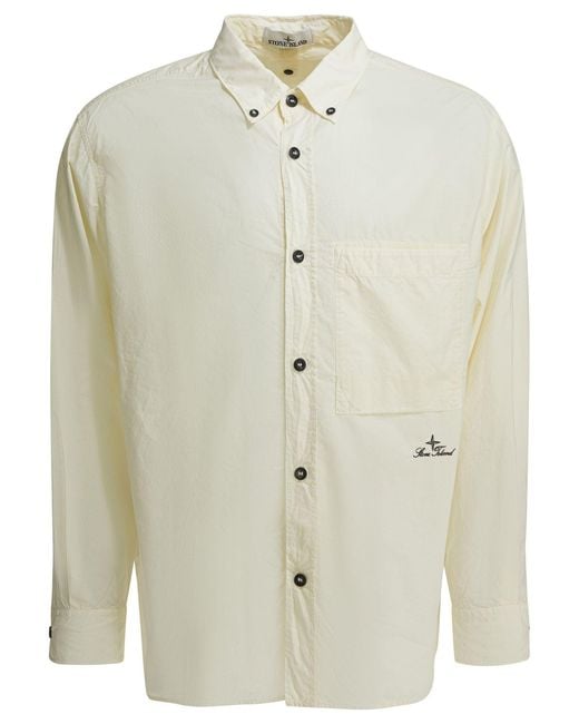 Stone Island White Cotton Shirt for men