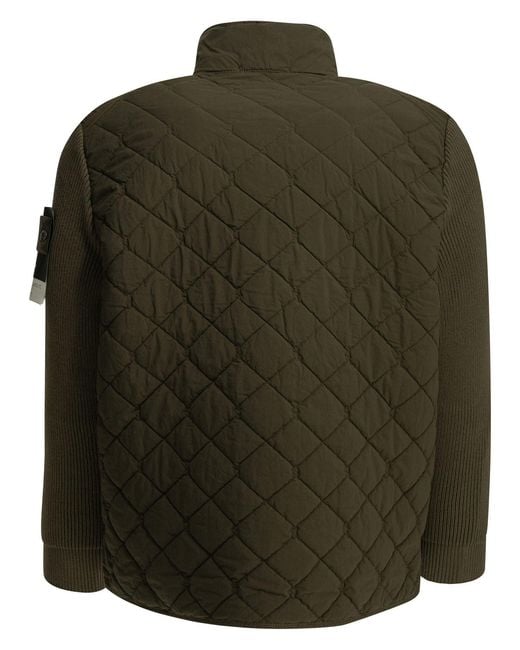 Stone Island Green Quilted Jacket With Logo for men
