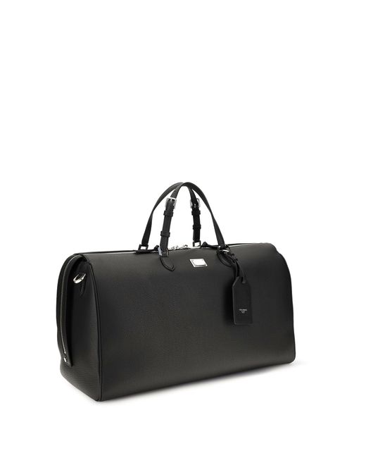 Dolce & Gabbana Black Dolce & Gabbana Vittoria Calfskin Travel Bag for men