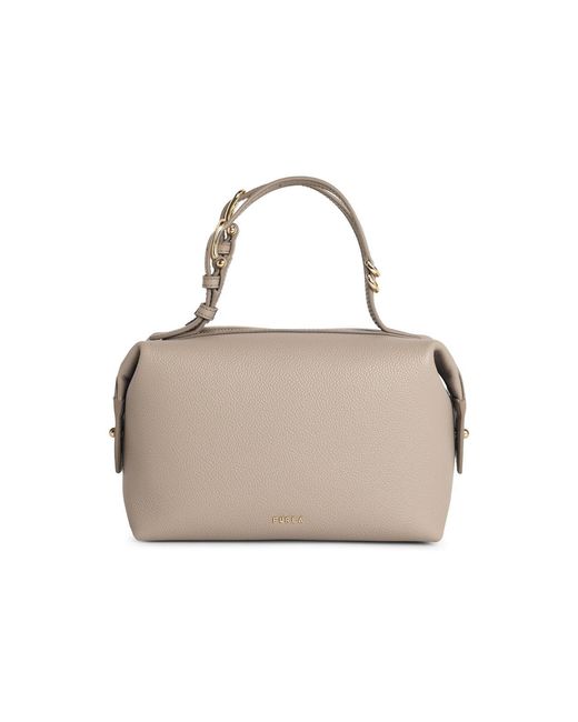 Furla Natural 'Double Mini' Linen Lear Bag