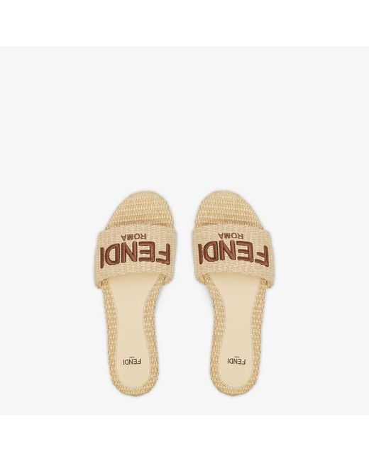 Fendi Natural "Signature" Slides Sandals