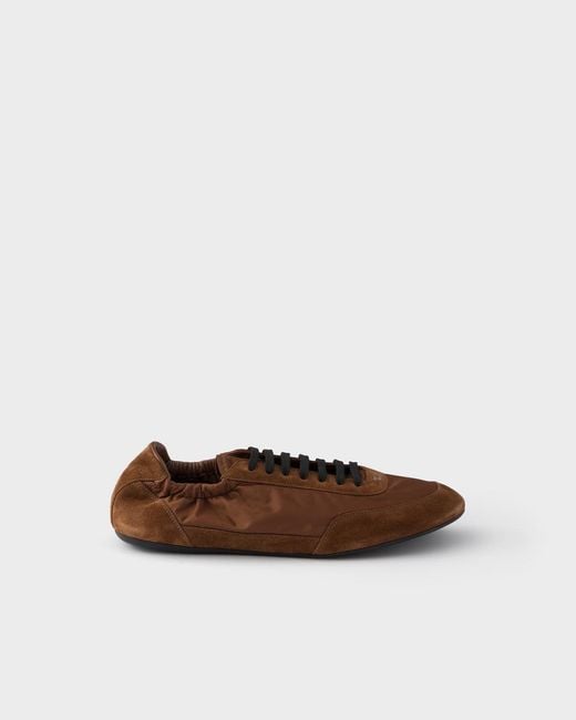 Prada Brown Collapse Re-Nylon Sneakers for men