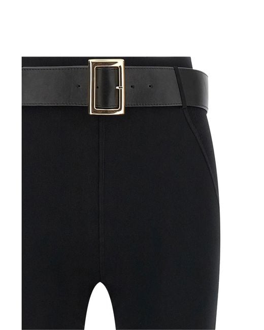 Self-Portrait Black Stretch Jersey Leggings With Belt