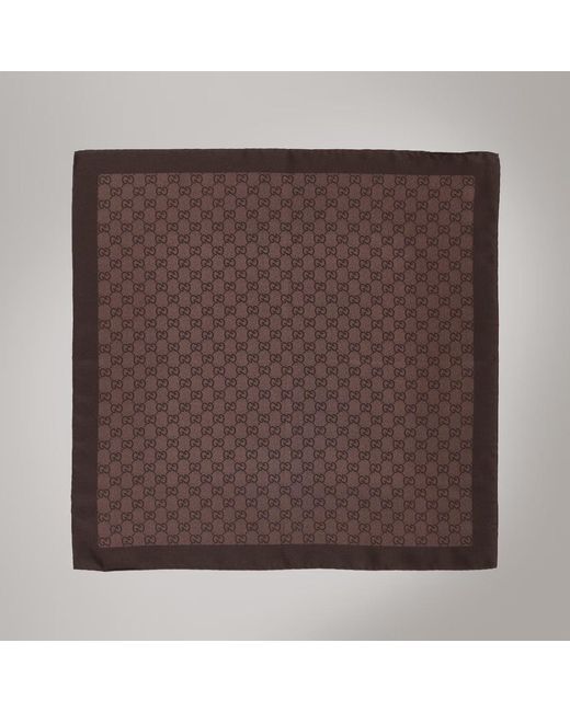 Gucci Brown Silk Gg Scarf