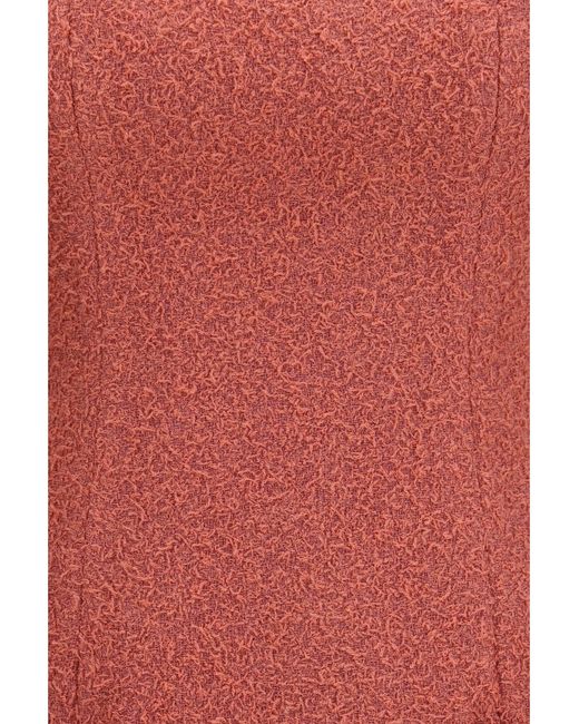 Balmain Red Short Tweed Dress With Two Pockets