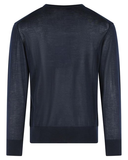 Seven Gauge Blue 'Serafino' Lyocell Sweater for men