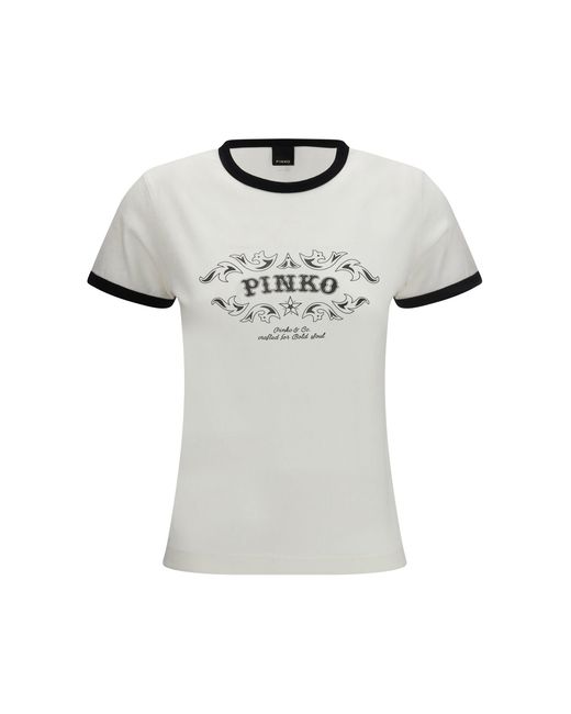 Pinko White Imperia T-Shirt Bianco/Nero