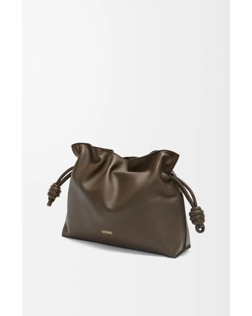 Loewe Brown Flamenco Medium Clutch With Chain Chocolate
