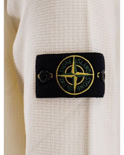 Stone Island White Organic Cotton Sweater for men