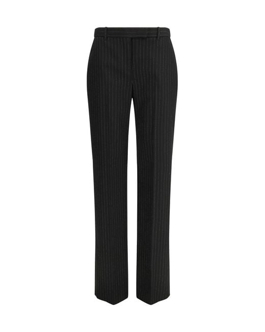 McQueen Black Pinstriped Tailored Pants