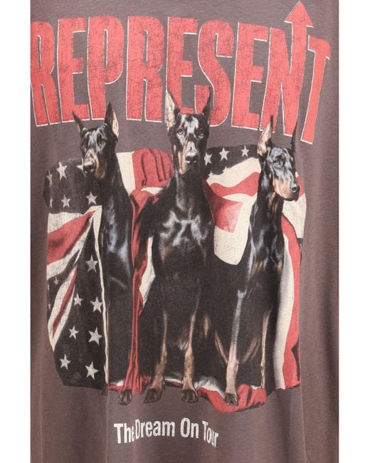 Represent Pink Printed Cotton T-Shirt Nero for men