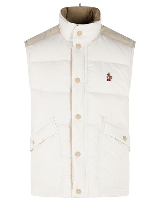 Moncler White 'Scais' Polyester Feather Padded Vest for men