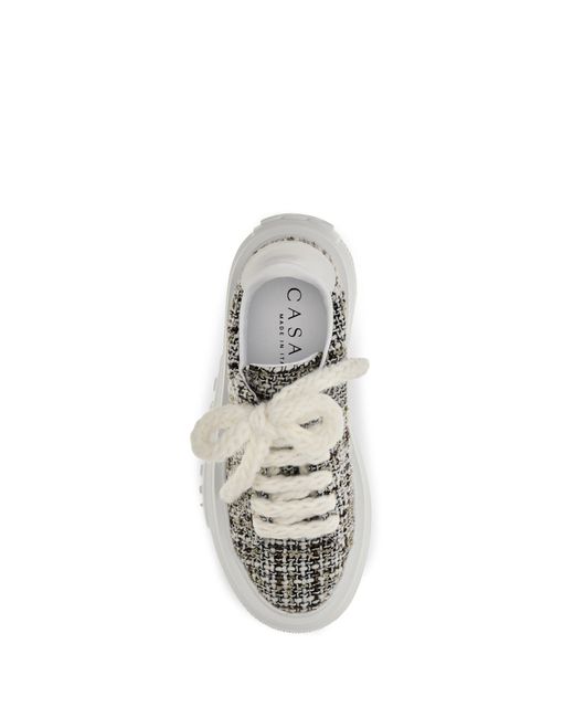 Casadei White Nexus Sneakers Bouclé Fabric Panna/Bianco