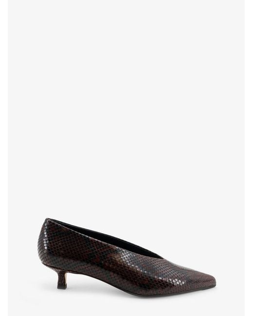 Aeyde Brown Clara Leather Pumps Python Motif