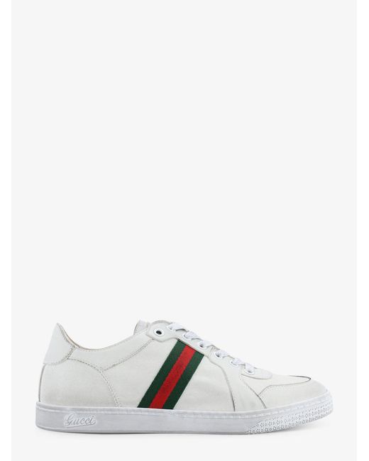 Women's White Stretch Leather Sneakers