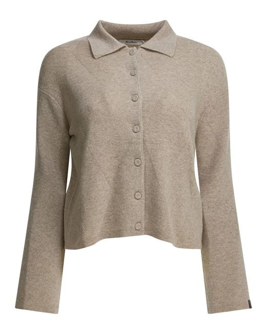 Max Mara Pure Multicolor Cashmere Cardigan Knitwear Beige