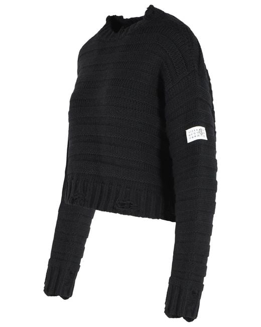 MM6 by Maison Margiela Black Virgin Wool Blend Sweater
