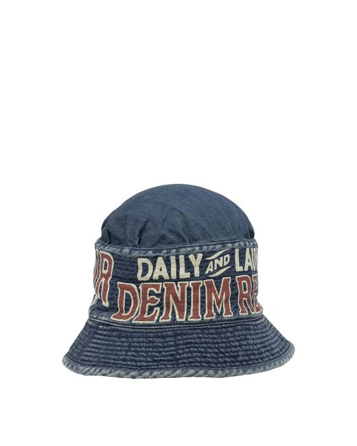 Kapital Blue "Laundry" Bucket Hat for men