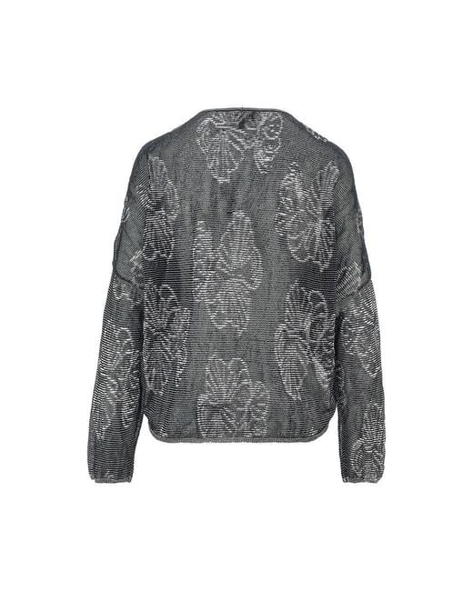 Emporio Armani Gray Jacquard Cotton-Blend Sweater