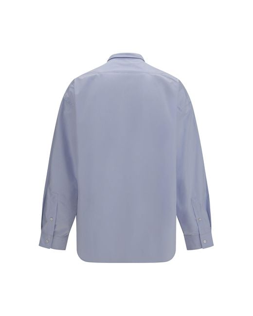 Acne Blue Classic Button-Up Shirt With Logo for men