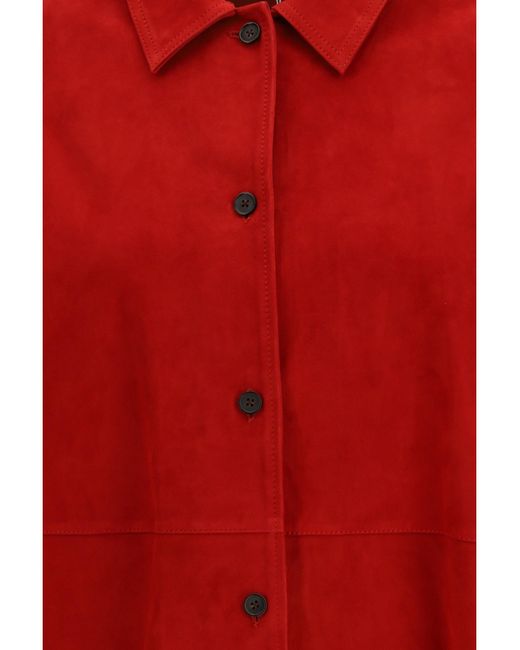 Totême Red Suede Shirt Jacket