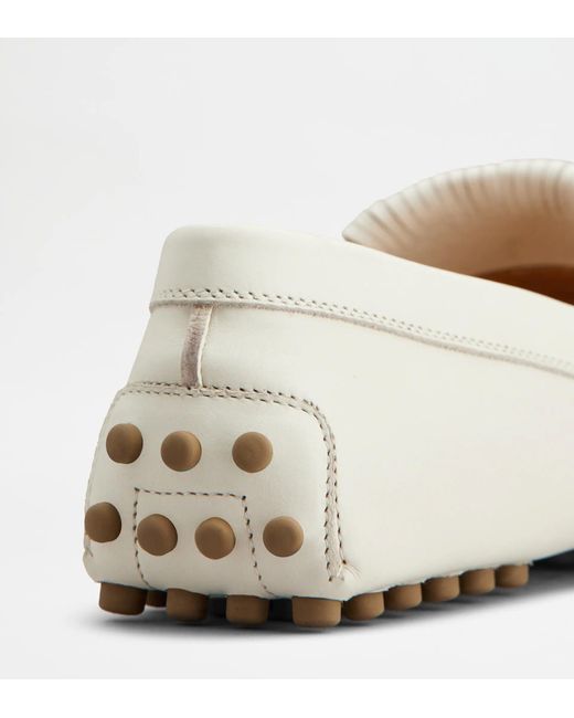 Tod's White "Gommino" Leather Loafers