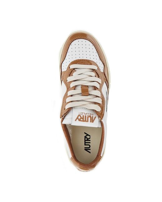 Autry Brown Medalist Low Sneakers With Patent Details