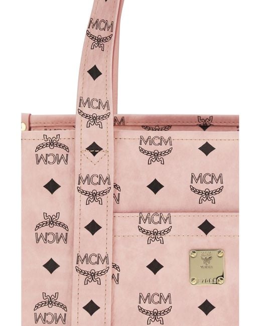 MCM Pink Aren Visetos Tote Bag