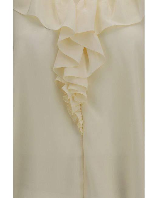 Chloé Natural Chloé Ruffled V-Neck Shirt