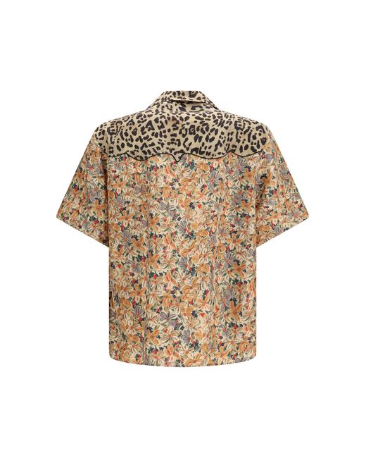 Valentino Multicolor Short-Sleeve Floral And Leopard Print Shirt for men