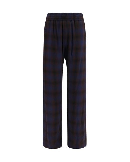 Dries Van Noten Blue Checked Trousers for men