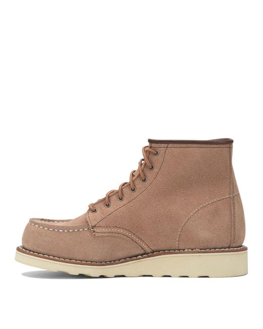 Red Wing Brown "6' Moc Toe 3319 Dusty Rose Abilene" Lace-Up Ankle Boots