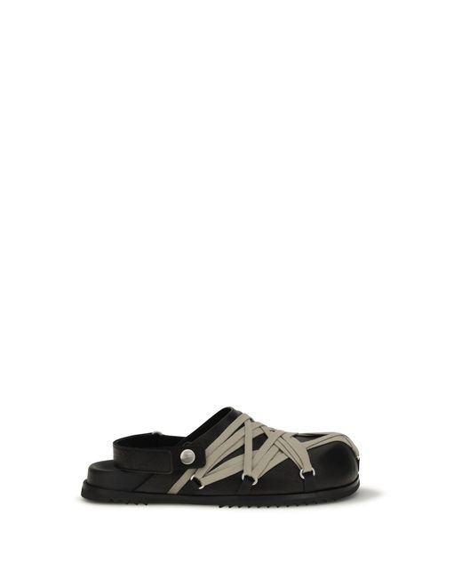 Rick Owens White Mules Megalace Leather
