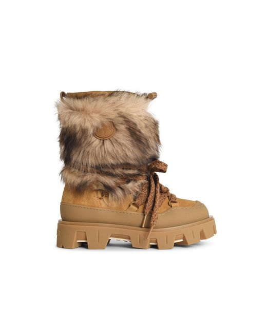 Moncler Natural 'Peak Aprã¨S' Suede Boots And Camel Shearling