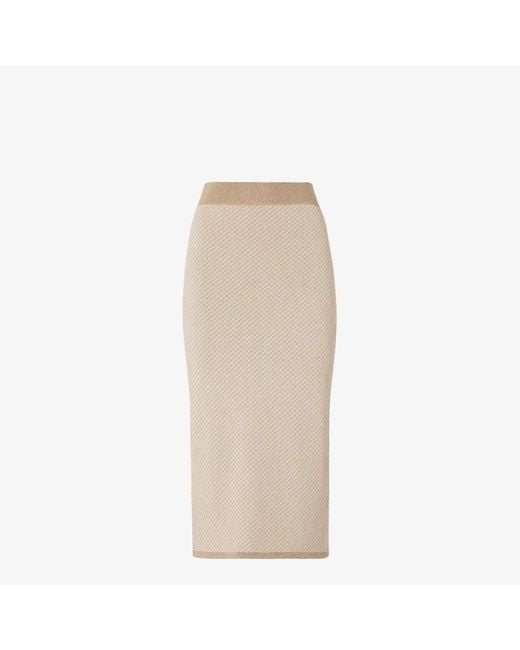 Fendi Natural Ff Silk And Cashmere Skirt