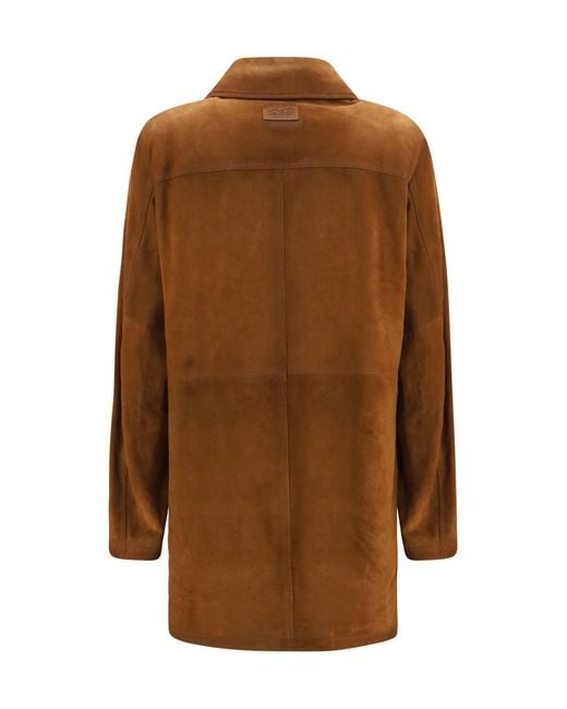 Valstar Brown Suede Long Jacket Tobacco