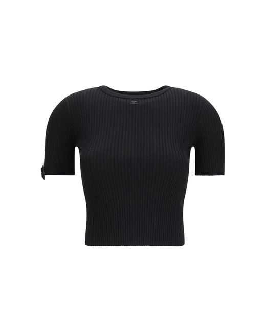 Courreges Black Crop Top Ribbed