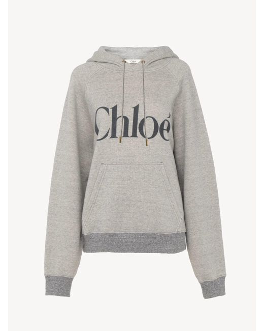 Women's Grey Chloé Logo Hoodie Sweatshirt