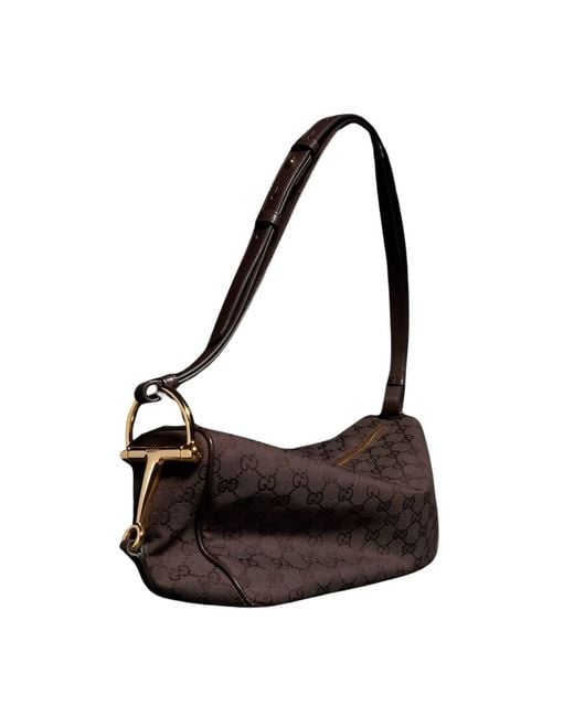 Gucci Black Half Horsebit Medium Shoulder Bag