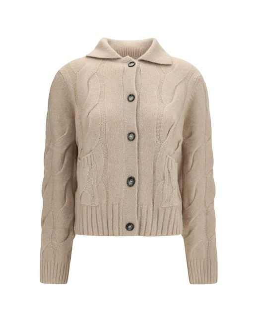 Allude Natural Cashmere And Silk Sweater With Buttons