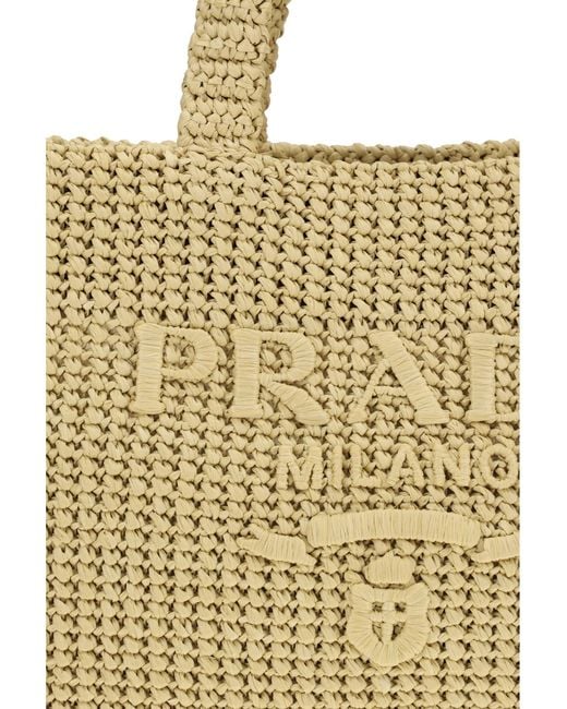 Prada Metallic Raffia Tote Bag