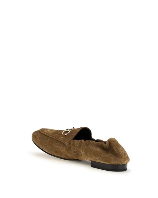 Gucci Brown Gg Suede Loafers
