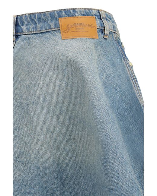 Ganni Blue Denim Miniskirt