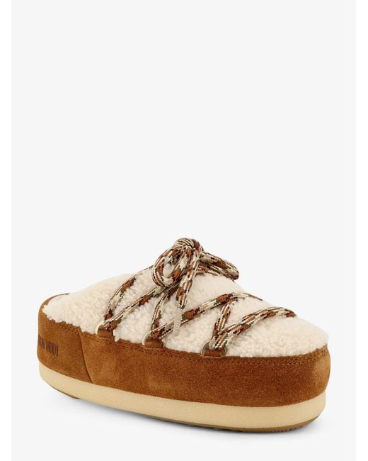 Moon Boot Brown Shearling And Suede Slip-On