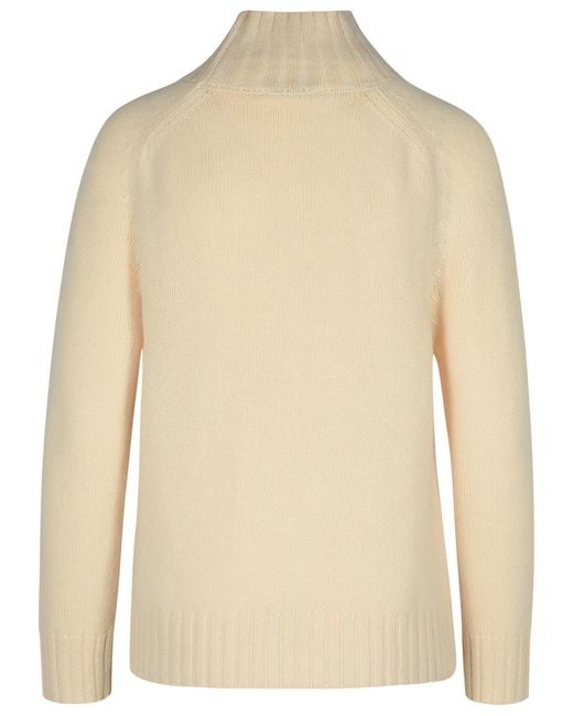 PURO TATTO Natural Ivory Cashmere Turtleneck Sweater
