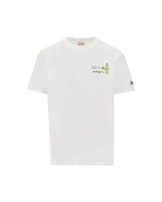 Mc2 Saint Barth White 'Portofino' T-Shirt With Tassoni Embroidery for men