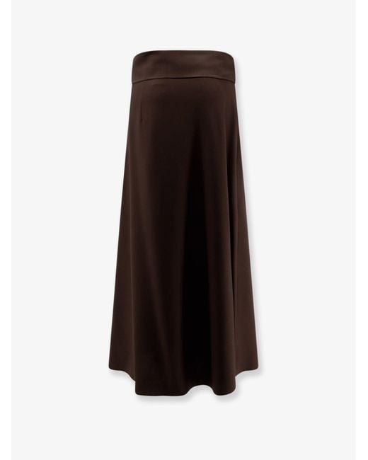Alysi Black Stretch Virgin Wool Long Skirt